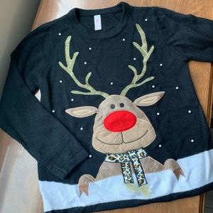 Reindeer Christmas Sweater Black Size XS WOMENS